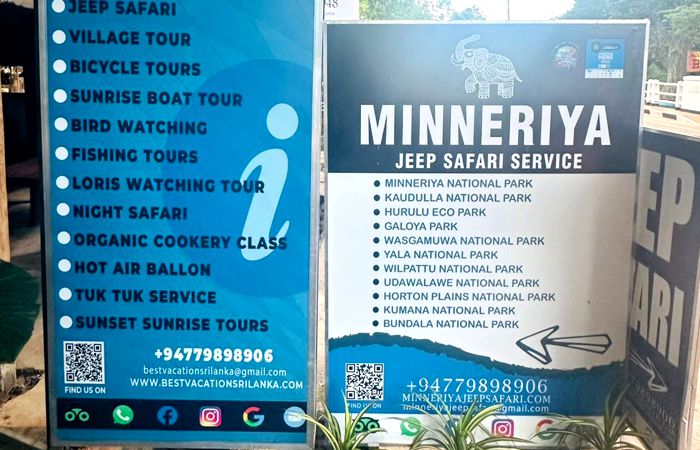 jeep-safari-minneriya-sign-board-infront-of-office